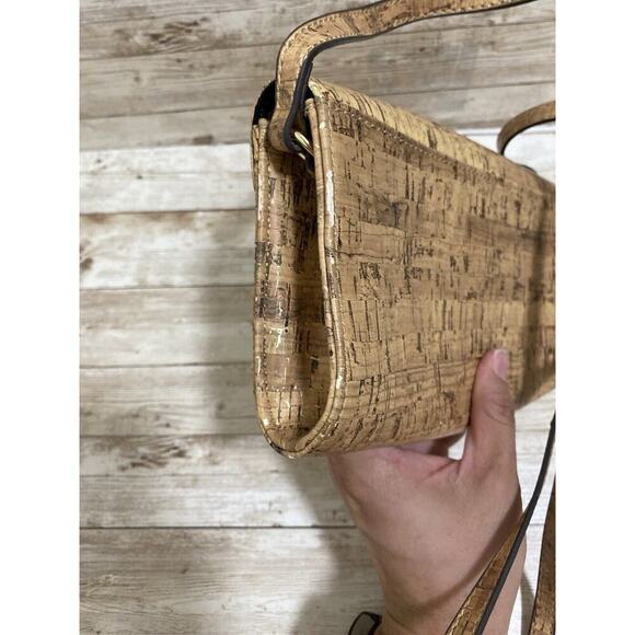 Anne Klein Purse Womens Tan Small Crossbody Cork Design Faux Leather - Picture 14 of 16